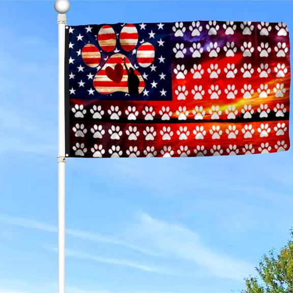 Dog Grommet Flag Paws Flag Banner with Grommets 3x5Feet Man cave Decor