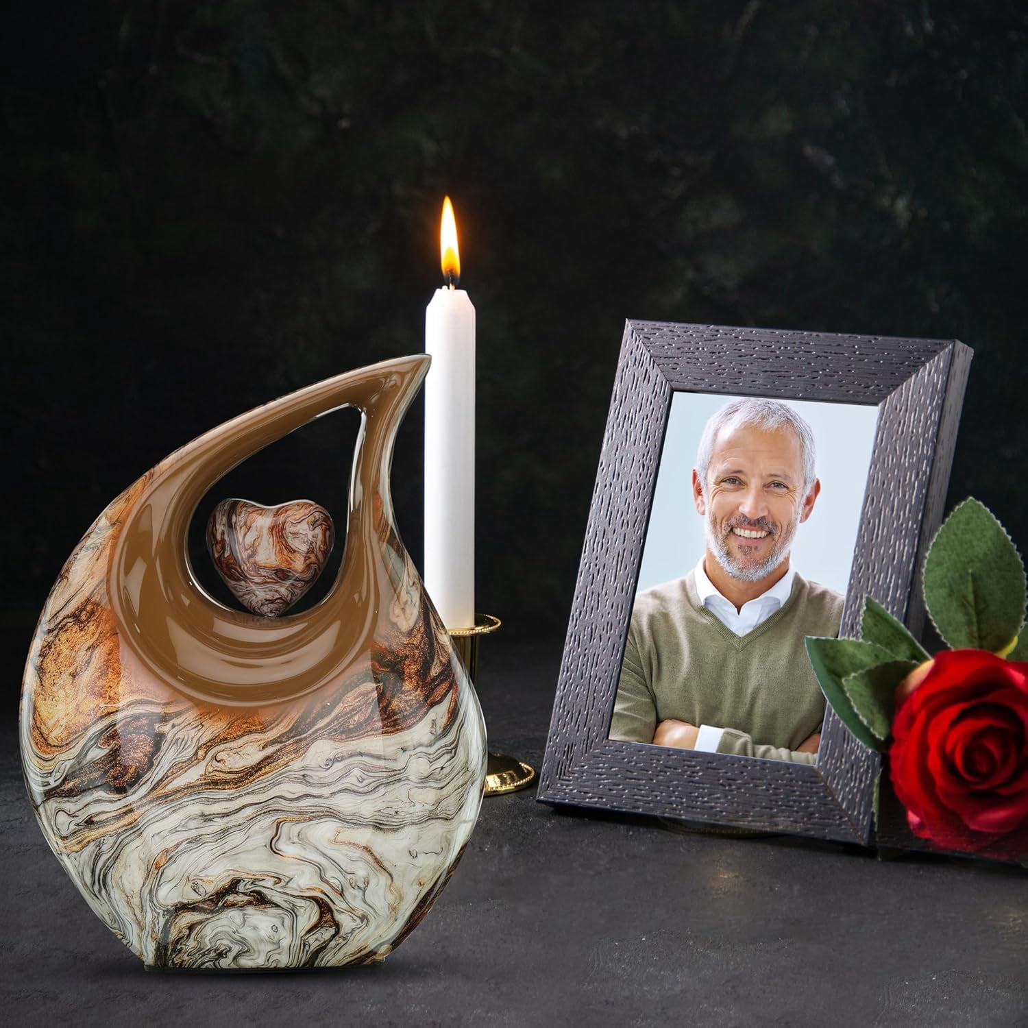 Multicolor 10 Inches Teardrop urn with Matching Heart - Large Cremation Urn - Unique Urn - Ash for Men/Males/Females and Big Pets from Keepsake Company