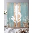 thumbnail image 2 of Coastal Mermaid Anchor Sheer Curtains 96 Inch Length 2 Panels Set, Summer Coral Ocean Vintage Wood Voile Window Treatment Semi Sheer Long Curtains Drapes for Bedroom/Living Room/Kitchen 52"x96"x2, 2 of 7