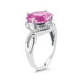 thumbnail image 2 of SZUL Women's Oval Shaped Pink Topaz and Diamond Curve Ring in 10K White Gold, 2 of 3