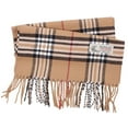 thumbnail image 2 of Women Men Camel Plaid Scarves Classic Warm Soft with Fringes for Winter, 2 of 4
