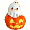 thumbnail image 2 of Hotyverty Mini Kawaii Ghost Pumpkin Resin Statue, Cute Jack O Lantern Ornament for Bedroom Coffee Tiered Tray Display, Novelty Halloween Gift for Kids & Whimsical Gothic Indoor Decor Fans, 2 of 5