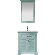 Vinnova Lorna 30" Carrara Stone Top Single Vanity with Mirror in Finnish Green