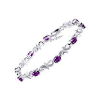 RYLOS Bracelets for Women 925 Sterling Silver Infinity Tennis Bracelet Gemstone & Diamonds Adjustable to Fit 7"-8" Wrist, 9 Gorgeous 6X4MM Amethyst Jewelry for Women Friendship Bracelets