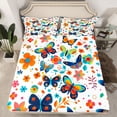 thumbnail image 2 of Homewish Kids Teens Flying Butterflies Twin Sheet Sets 3pcs,Groovy Flowers Twin Fitted Sheet Microfiber,Dreamy Princess Breathable Flat Sheet,Ultra Soft Home Decor, 2 of 7