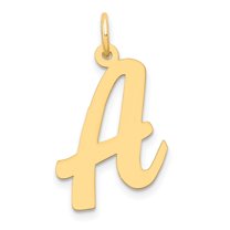 Diamond2Deal 10K Yellow Gold Large Script Letter A Initial Charm Pendant for Women (L- 0.73 inch, W- 0.61 inch)
