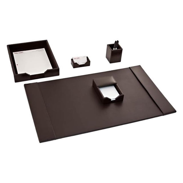 Ensemble de Bureau 5 Pcs en Cuir Reconstitué Brun Foncé