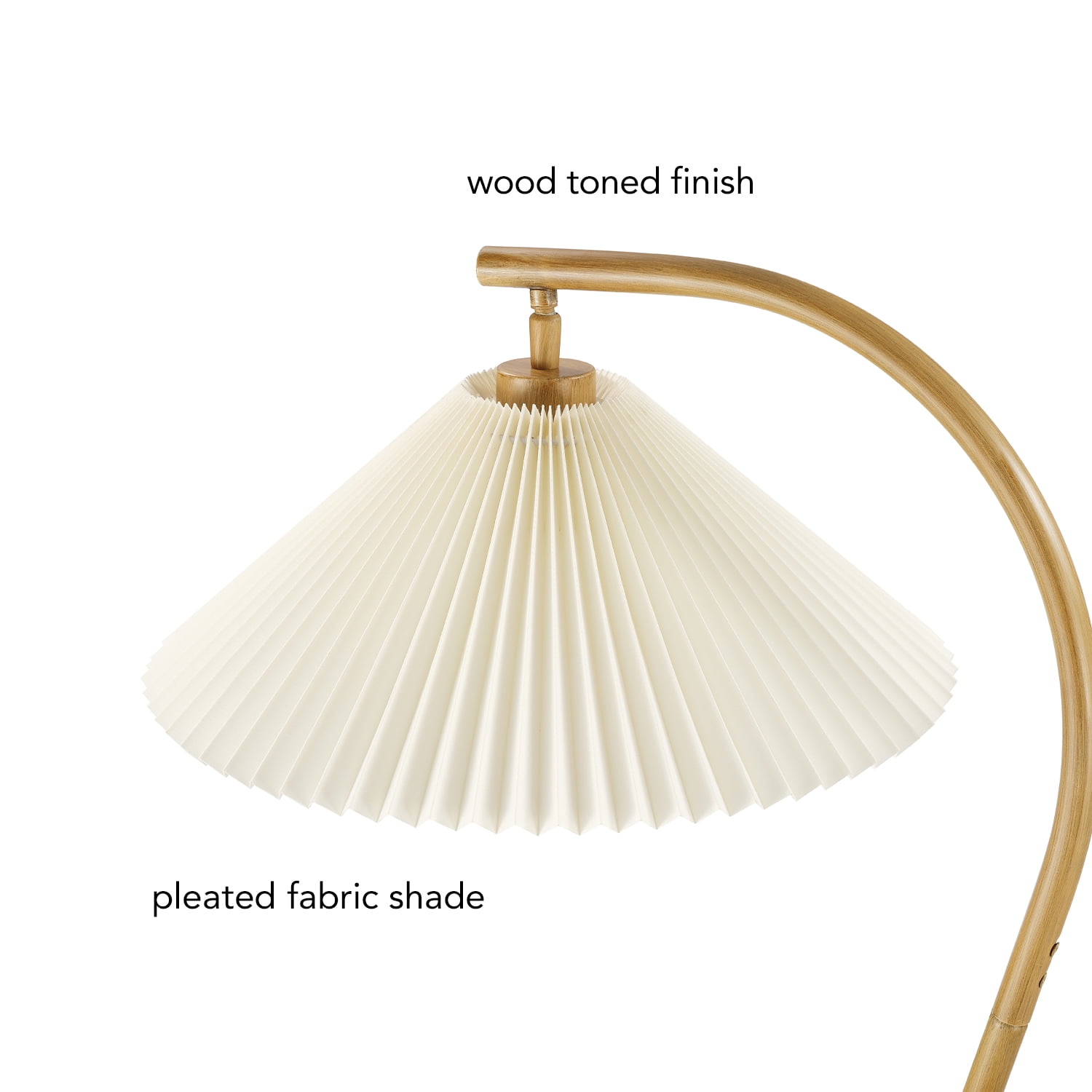 Novogratz x Globe 62" Wood Toned Floor Lamp with White Pleated Fabric Shade