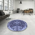 thumbnail image 3 of Ahgly Company Indoor Round Patterned Blue Whale Blue Area Rugs, 5' Round, 3 of 6