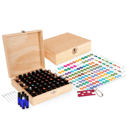 Essential Oil Box Organizer - Holds 52 (5-15ml) & 6 (10ml Roll-On) Bottles, Includes Labels & Tools