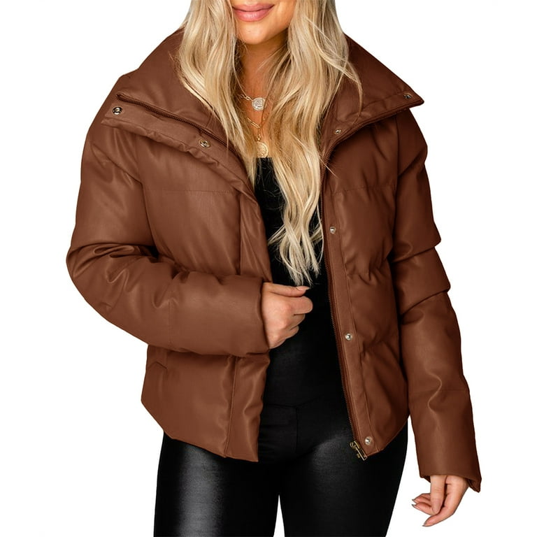 Puffer jacket with 2025 leather sleeves