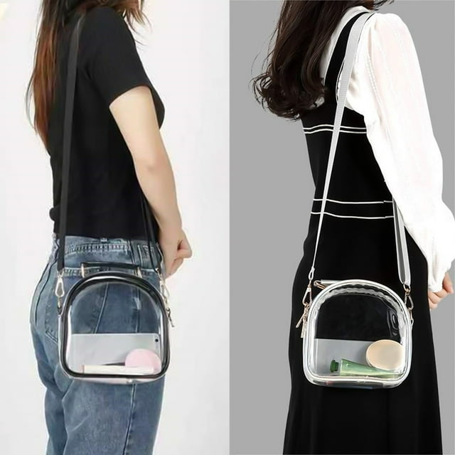 Fiudx Bolsa Transparente, Elegante Material de Pvc, Diseño Versátil de Un Solo Hombro, Ideal para Viajes y Compras, Construcción a Prueba de Moho, Aprobada para Estadios, 18,03 X 18,03 X 7,87 Cm