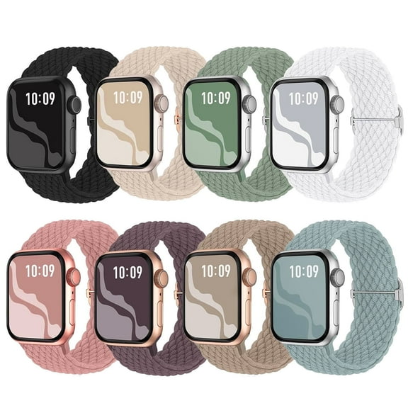 ZSOU 8 Pack Braided Stretchy Bands for Apple Watch 38/40/41/42mm(Series 10) Men & Women - Multicolor