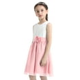 thumbnail image 2 of DPOIS Kids Sleeveless Pleated Flower Girl Dress Wedding Party Formal Dress White&Pink 16, 2 of 7