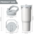thumbnail image 4 of Modern 30oz Handheld Travel Tumbler with Handle – Double Wall Stainless Steel Insulated Cup, Flip Straw Lid, Leak-Proof & BPA-Free for Hot and Cold Drinks – Durable Coffee & Juice Mug White, 4 of 7
