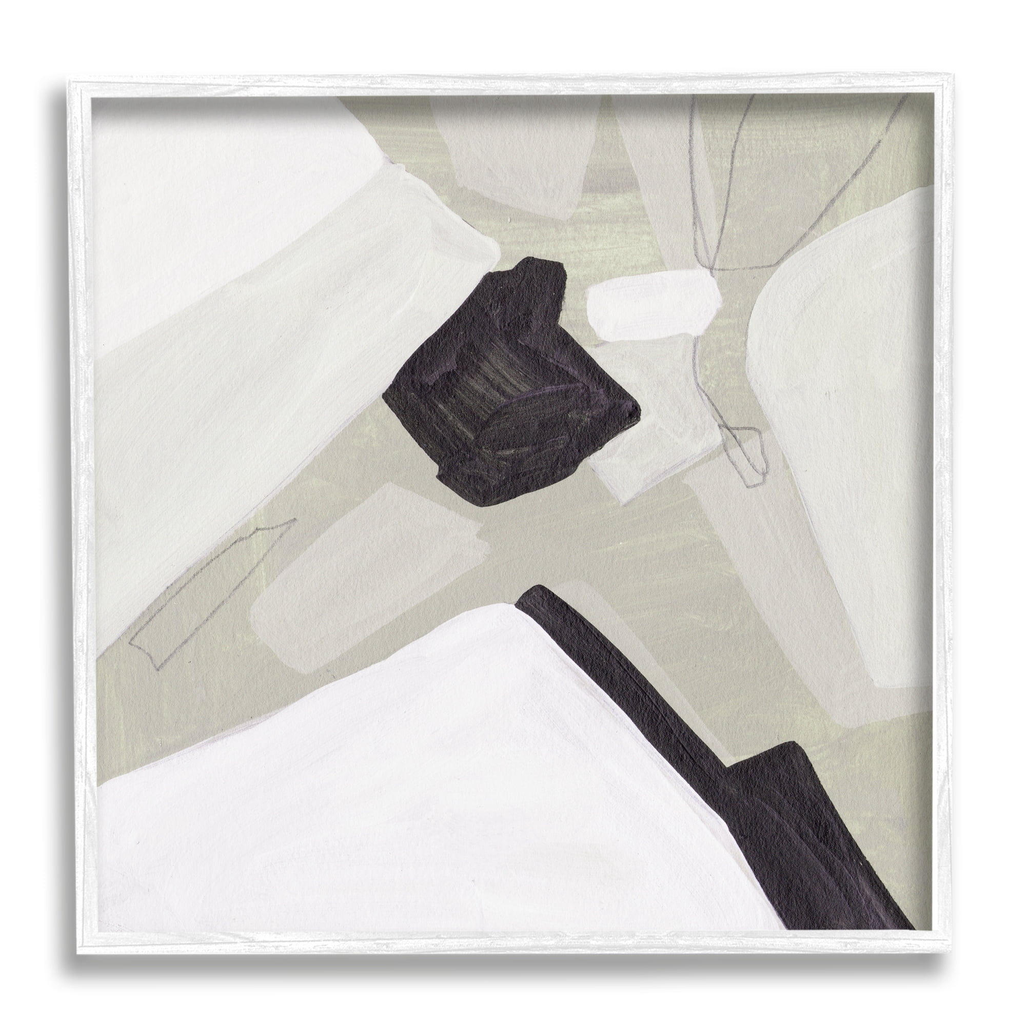 Stupell Industries Abstract Shape Arrangement Neutral Tan Black Modern Painting, 24 x 24, Design by Melissa Wang