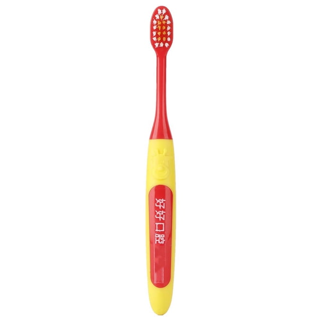 Cepillo de dientes de pelo suave para niños, cepillo de dientes de limpieza para niños, herramienta de cuidado bucal (mango amarillo)