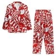 thumbnail image 3 of Renewold Skin Friendly Pajama for Women Christmas Candy Canes Graphic Pjs Long Pant Set 2 Pieces Leisure Sweatsuit Indoor Loungewear Size 3XL Thermal Button Down Sleepwear, 3 of 5