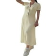 thumbnail image 1 of Women Summer Casual Long Dress Patchwork Turn-Down Collar Dress, 1 of 5