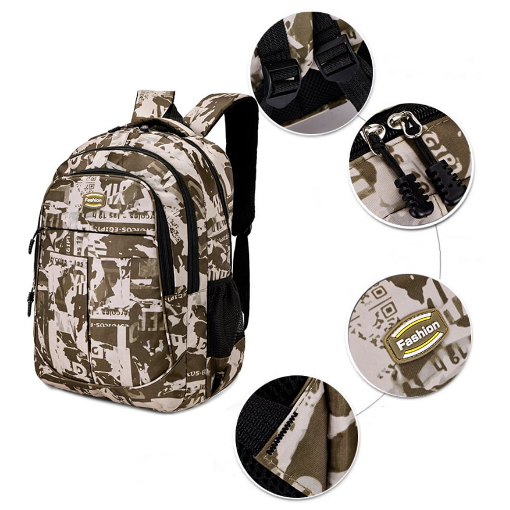Juuar Kids Backpack Camo School Backpack for Boys, Multi Pocket School Bag Lightweight Bookbag for Girls, Yellow