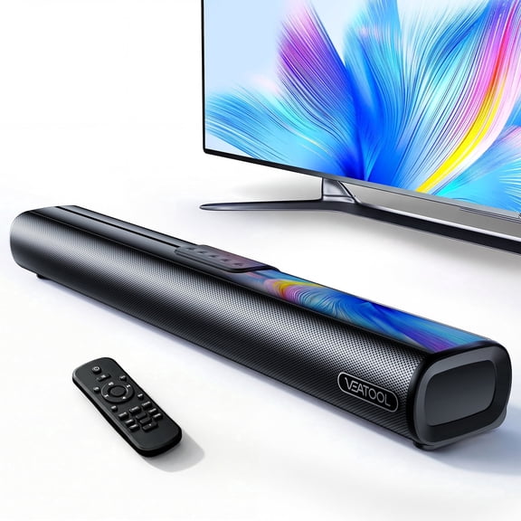 VEATOOL 2.1ch Sound Bars for TV, Soundbar with Subwoofer, Wired & Wireless Bluetooth 5.4 3D Surround Speakers, Optical/HDMI/AUX/RCA/USB Connection, Wall Mountable, Remote Control