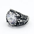 thumbnail image 4 of PAMTIER Unisex Stainless Steel Vintage Creative Personality Round Cut Dragon Claw White Gemstone Scorpion Biker Ring Animal Charm Silver Size 12, 4 of 7