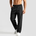 thumbnail image 7 of Men's Casual Pants Drawstring Elastic Waist Chino Pants Straight Leg Slacks Cotton Twill Trousers with Pockets,twill chino pants Black XL, 7 of 7
