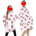 thumbnail image 1 of goowrom Family Cartoon Digital Printing Lamb Wool Warm Hooded Blanket, 1 of 10
