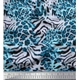 thumbnail image 1 of Soimoi Blue Cotton Poplin Fabric Leopard & Wild Animal Skin Decor Fabric Printed BTY 56 Inch Wide, 1 of 3