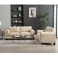 thumbnail image 3 of Double Arm Living Room 2-Piece Furniture Sets, Comfy Deep Seat Loveseat & 3 Seater Sofa Couch, Pet-Friendly Sofas Couch Small Spaces Sofa Bed Couches for Living Room Bedroom (Khaki, Loveseat+Sofa), 3 of 7