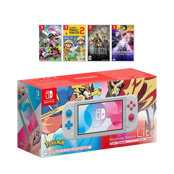 New Nintendo Switch Lite Zacian And Zamazenta Limited Edition Bundle With 4 Games Splatoon 2 Super Mario Maker 2 Octopath Traveler And Fire Emblem Three Houses Walmart Com Walmart Com