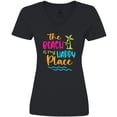 thumbnail image 3 of Inktastic Spring Break the Beach is My Happy Place Women's V-Neck T-Shirt, 3 of 5