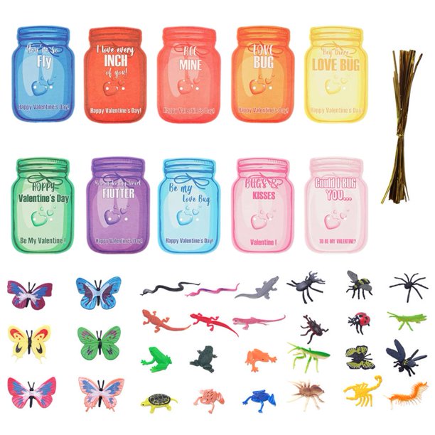CAIROYAR Regalos del día de San Valentín para niños, tarjeta Love Bug a granel, tarjeta de San Valentín única para el aula de niños con refranes escolares, parte divertida y divertida