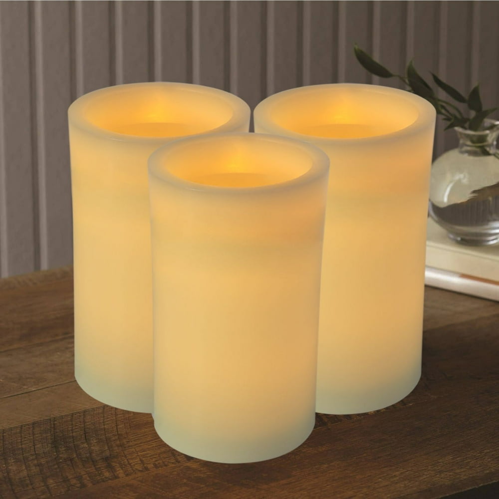 (3pack) Mainstays 3x6 Inch Flameless LED Pillar Candles, Ivory
