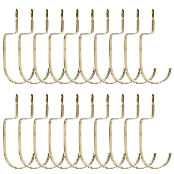 20pcs Universal Screw-in Metal Hooks for Clothes Hangers Heavy Duty Flat Hook Replacement for Garments Shirts and Pants Golden