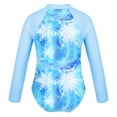 thumbnail image 5 of iiniim Kids Girls Palm Pattern Long Sleeve Zipper Rash Guard Shirt Sun Protection Swimsuit Bathing Suit Snow Blue 16, 5 of 5