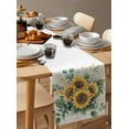thumbnail image 6 of Sunflower Table Runner Cotton Linen 36 Inch Holiday Dresser Scarves, Watercolor Yellow Green Eucalyptus Leaves Tablerunner for Kitchen Coffee Dining Bedroom Living Room Dinner Scarf Décor 13''x36'', 6 of 9