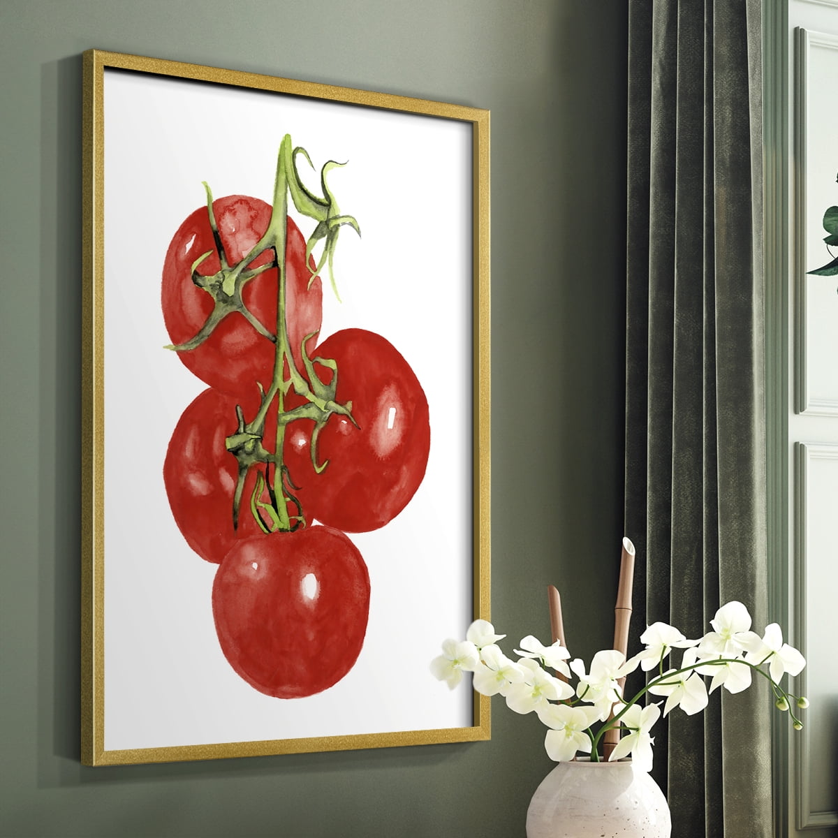 Watercolor Veggie IV Framed Print in Gold Solid Wood 11 x 14 Framed Print