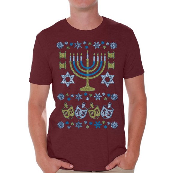 Awkward Styles Hanukkah T-Shirt Jewish Menorah Shirts for Men