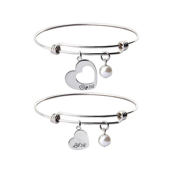 Big Sis Little Sis 2 Pieces Matching Heart Bracelet Set