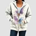 thumbnail image 6 of larppty Zip Up Hoodie Women 2025 Casual Long Sleeve Sweatshirts Fall Winter Fashion Lightweight Butterfly Print Hooded Clothes with Pockets (Beige, S), 6 of 7