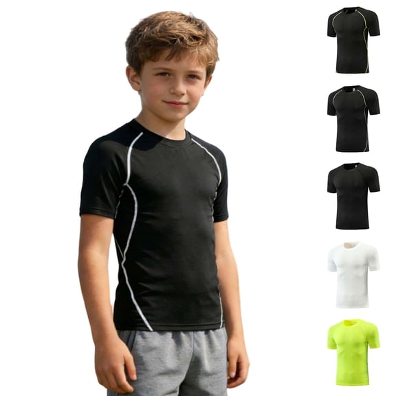 Bigetiay Boys Compression Shirt Athletic Performance Top Wicking Breathable Fit Kids Youth Sports Training Activewear 9-11 Years