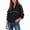 Black, variant on IUYRTFE Women's Quarter Zip V-Neck Pullover Sweatshirt Long Sleeve Loose Fit Athletic Top