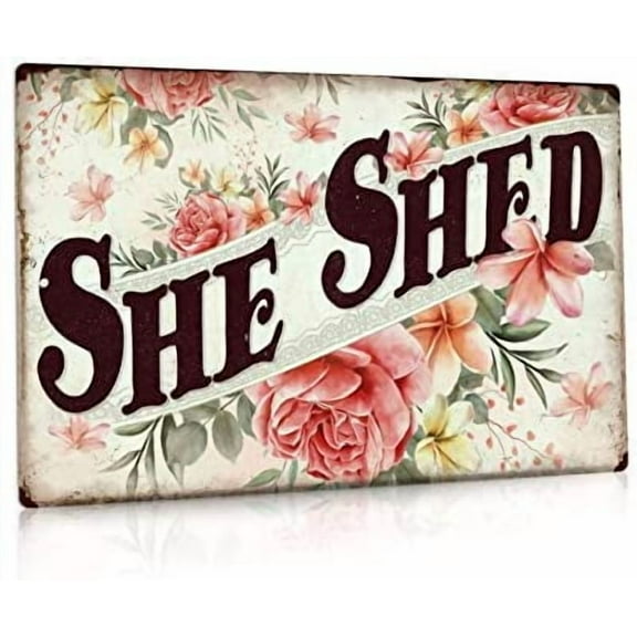 Retro Ladies Room Wall Decoration Metal Aluminum Sign She Shed Living Room Fun Old Home Decor Metal Plate Size: 12 x 8 Inches