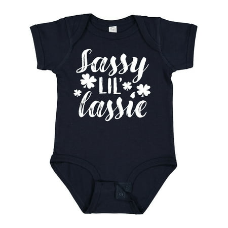 

Inktastic Saint Patrick s Day Sassy Lil Lassie with Shamrocks Gift Baby Boy or Baby Girl Bodysuit