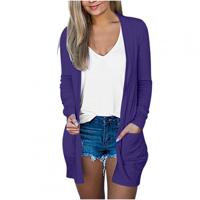 Pisexur Women's Cardigan Sweaters Lightweight Open Front Cardigan Casual Solid Color Long Sleeve Button Down Loose Fall Cardigans