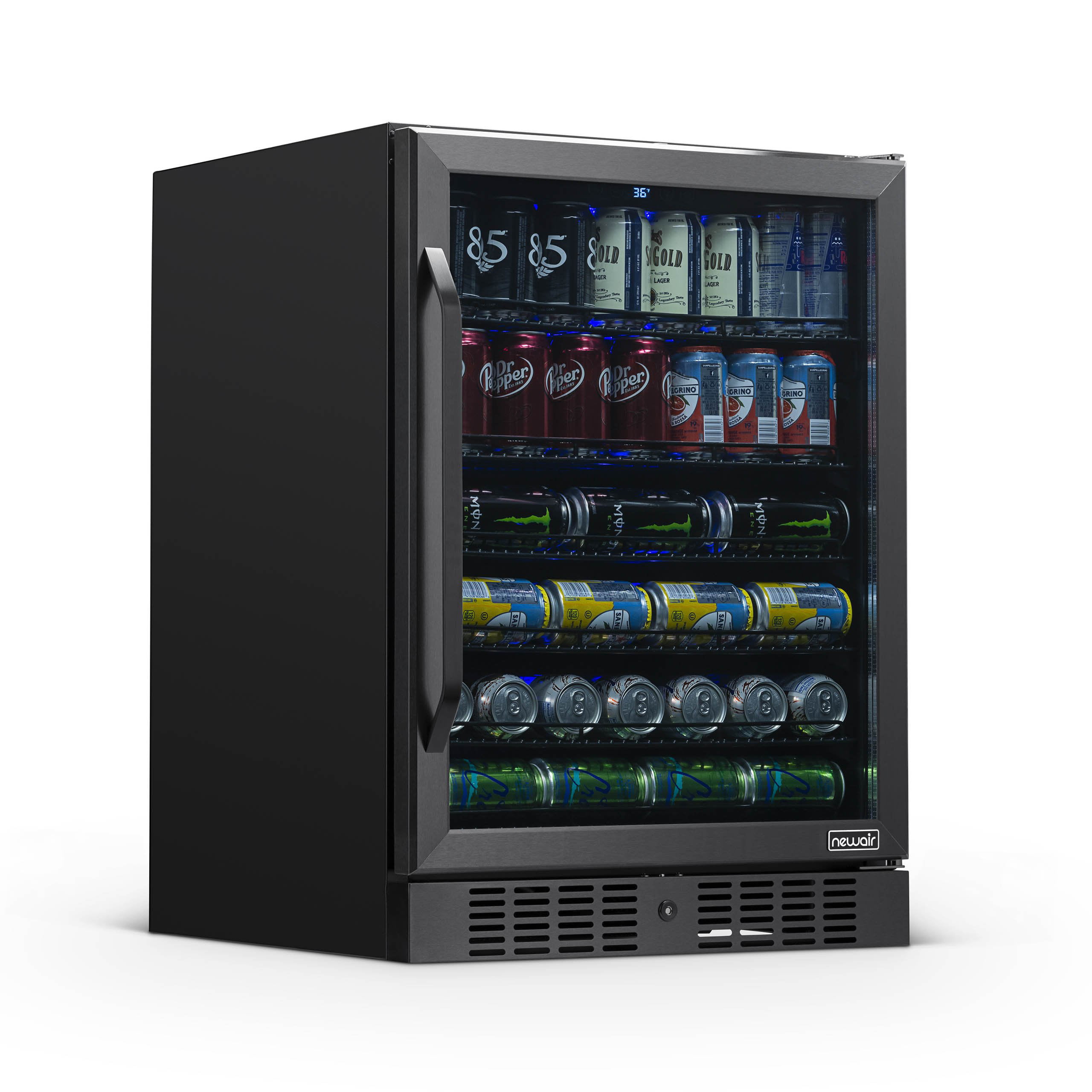 NewAir 24” Built-in 177 Can Beverage Fridge with Precision Temperature ...