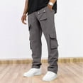 thumbnail image 2 of Men's Casual Cargo Pants High Elastic Waisted Stretch Joggers Fashion Baggy Jogger Pants with Pockets, 2 of 5