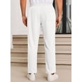 thumbnail image 3 of Pantalones Runcati para hombre, cintura elástica, cintura elástica, de lino, color blanco, 3 of 6