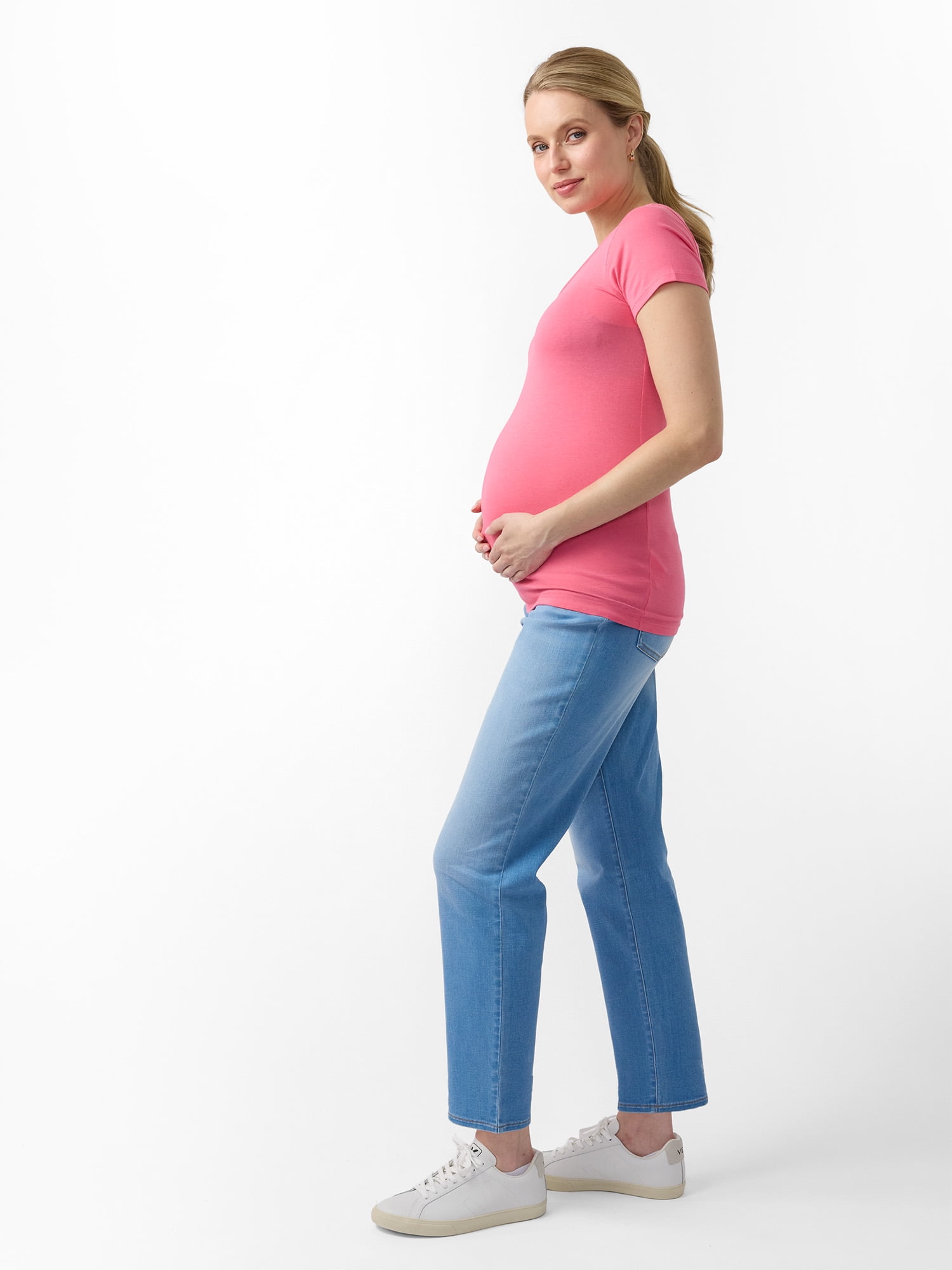 Ingrid & Isabel For Every Belly Women's Maternity Short Sleeve Fitted Scoop Tee, Sizes S-XXL